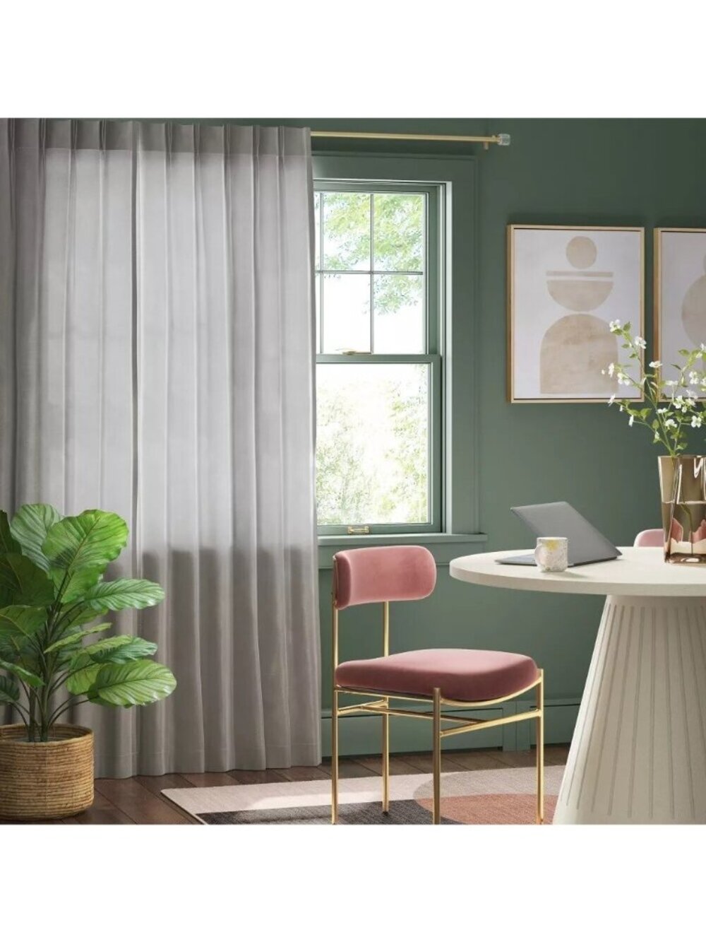 Threshold Silver Satin Pebble Texture Pinch Pleat Accent Curtain Panel 34" x 63"
